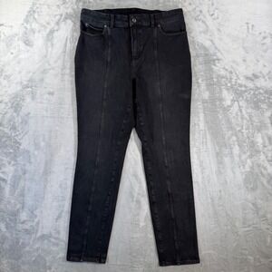 Duluth Trading Straight Jeans Women's Size 14 Reg Black Paneled Denim EUC